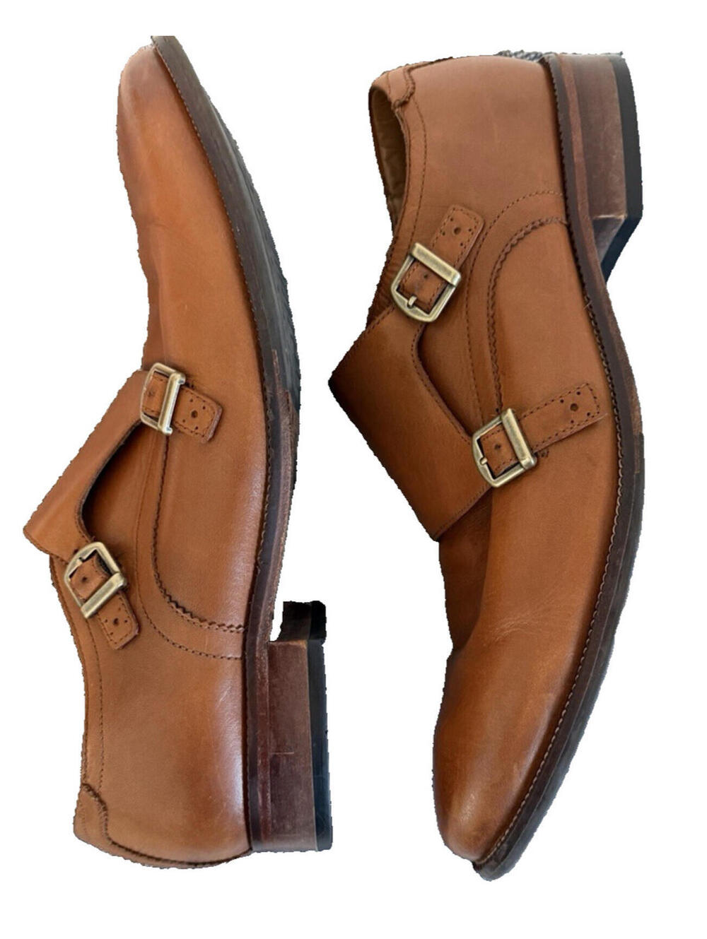 Cole Haan Benton Double Monk Strap II British Tan Leather Dress Shoes Men's 10.5